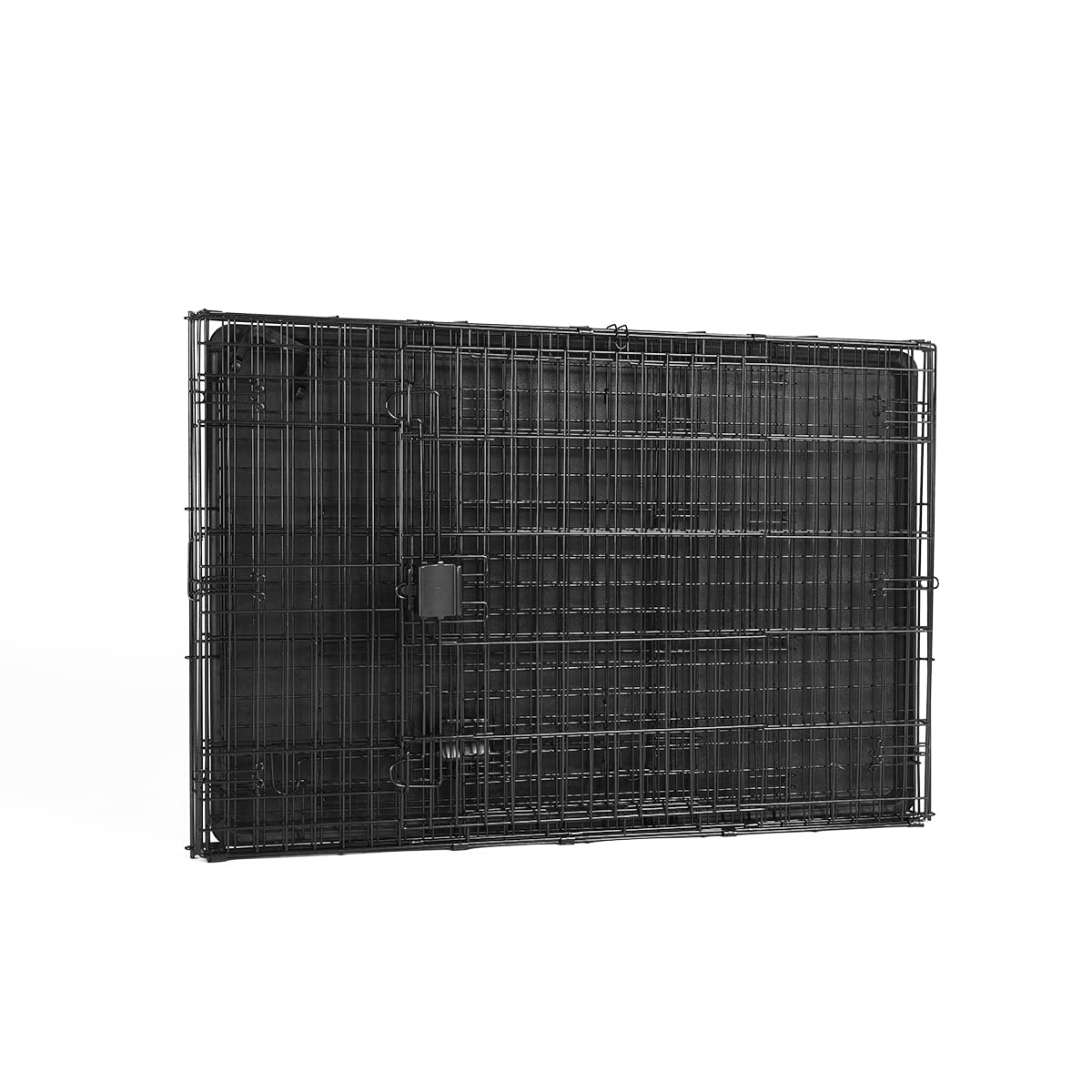 Amazon Basics Cușcă pliabilă pentru câini din sârmă metalică cu bază, cu două uși, neagră, L 107 x l 71 x H 76 cm - 9001N-42B