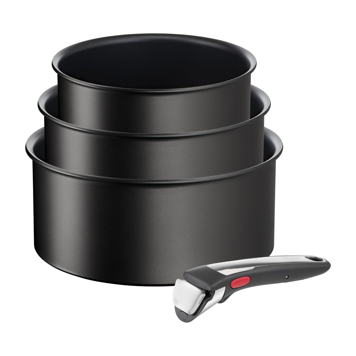 Tefal Ingenio Unlimited Set de oale 4 piese, 16/18/20 cm, set de oale cu mâner detașabil, stivuibil, economisind spațiu, set de oale pentru inducție, antiaderent, ușor de utilizat și curățat, L39594 - L3959443