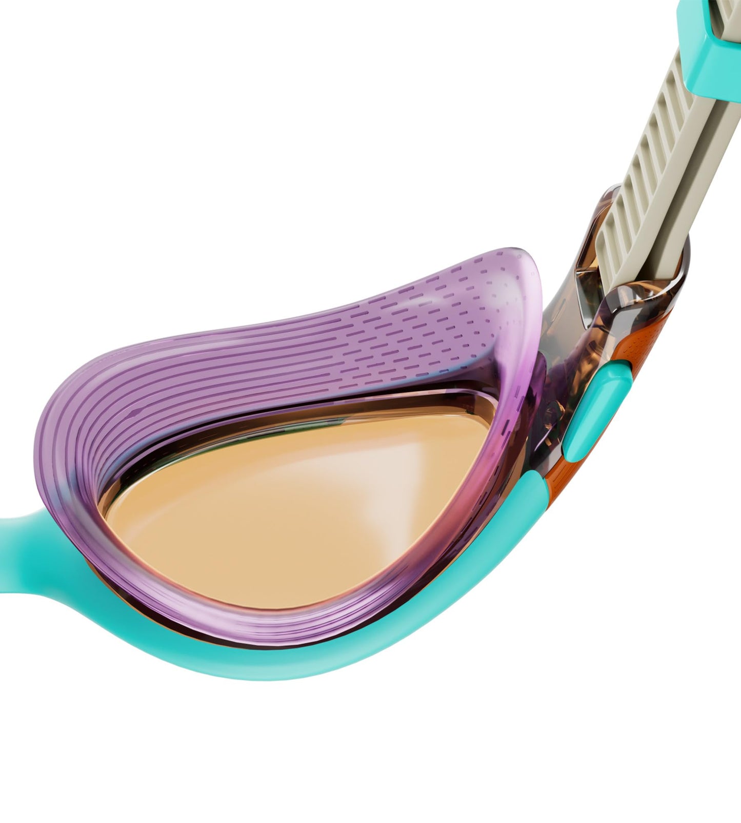Speedo Women's Biofuse 2.0 Swimming Goggles | Design for women | Patented adjustment mechanism | Anti-fog | Waterproof | Comfortable seat Marine Blue/Pumpkin Spice/Pale One Size - 800377616735