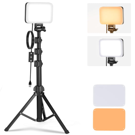 NEEWER BASICS LED Video Light Panel Lighting Set Two-Tone Dimmable Portable Studio Lights with Tripod and Filters 3200K ~ 5600K CRI 95 750Lux for Photography Video Recording BP66
