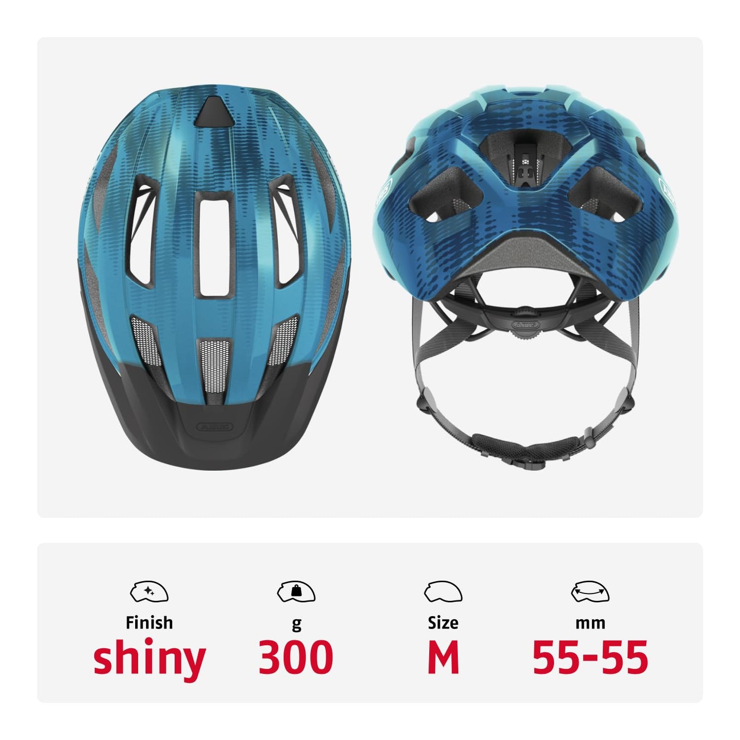 ABUS road bike helmet Macator - sporty bike helmet for beginners - also for pigtail wearers - for women and men - blue, size M - 87243
