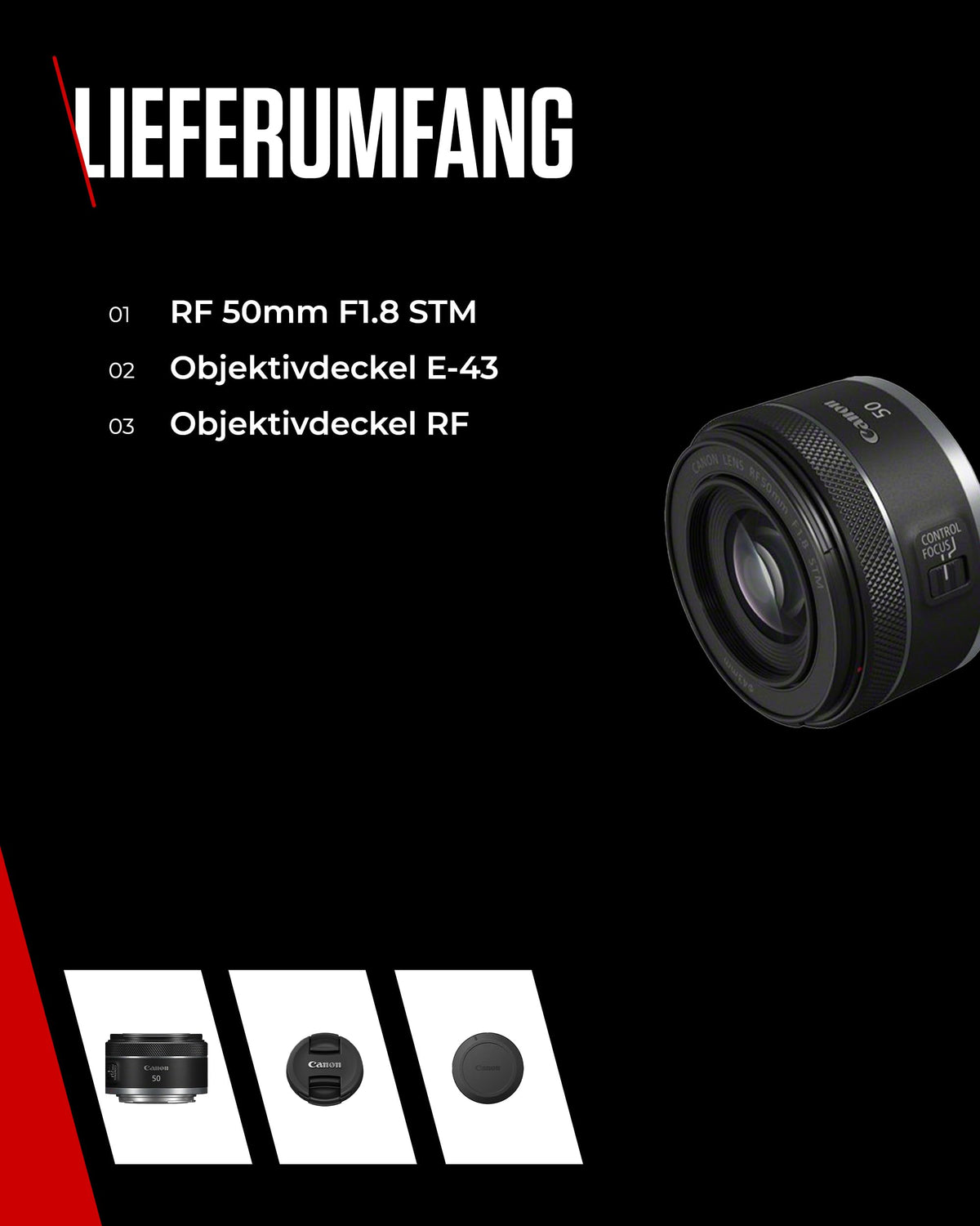 Canon RF 50 mm F1.8 STM Lens, Compact and Lightweight, High Aperture of 1:1.8, Compatible with All Canon EOS R Series Cameras, Black - 4515C005