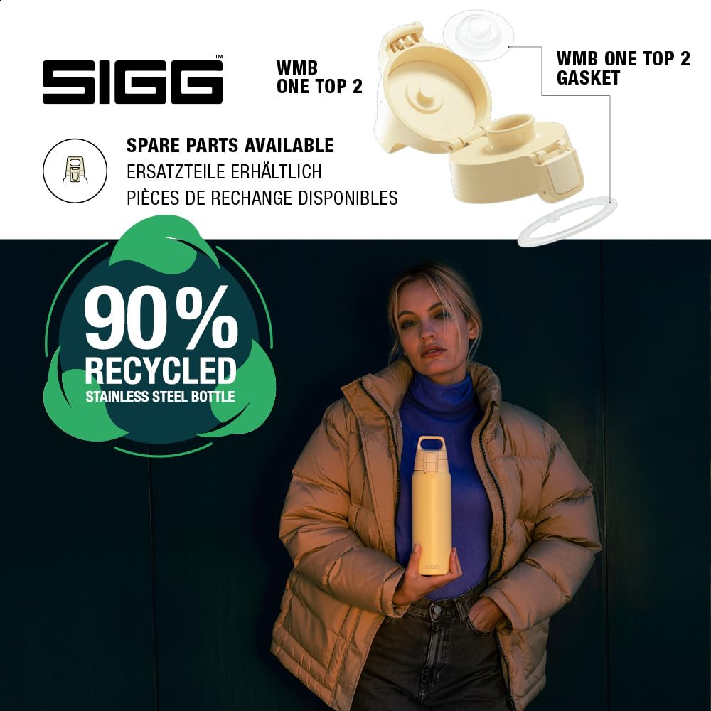 SIGG - Insulated drinking bottle - Thermos bottle Shield Therm One Opti Yellow carbonated drinks - Leak-proof - Dishwasher safe - BPA-free - 90% recycled stainless steel - Light yellow - 0.75L - 6021.10