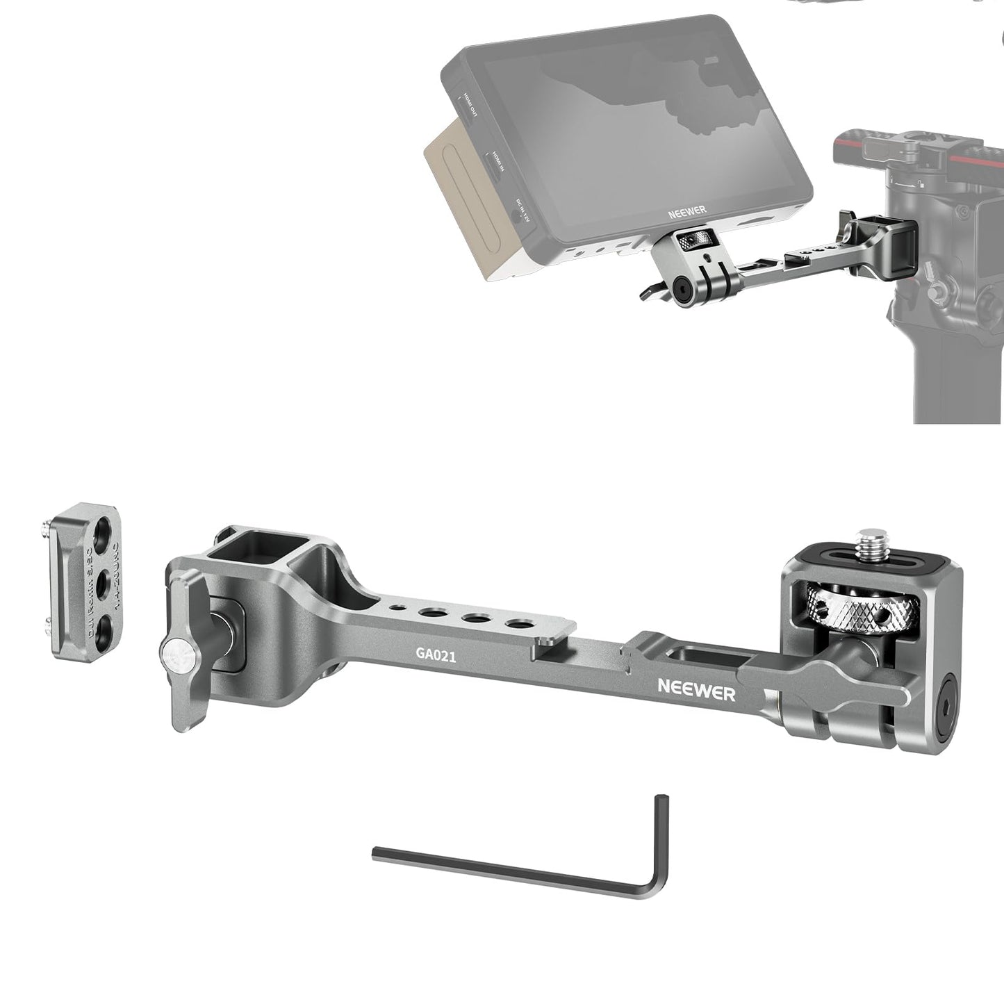 NEEWER NATO monitor mount for RS Gimbal, 360° rotating field monitor mount with NATO clamp and 1/4" thread, compatible with DJI RS5, RS4, RS4PRO, RS3, RS3PRO, RS2, RSC2, RoninS, RoninSC, GA021 - 10105014