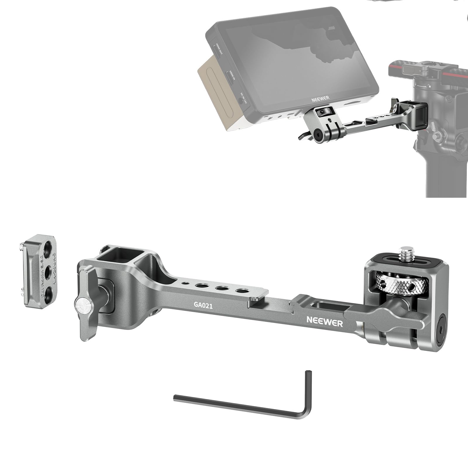 NEEWER NATO monitor mount for RS Gimbal, 360° rotating field monitor mount with NATO clamp and 1/4" thread, compatible with DJI RS5, RS4, RS4PRO, RS3, RS3PRO, RS2, RSC2, RoninS, RoninSC, GA021 - 10105014