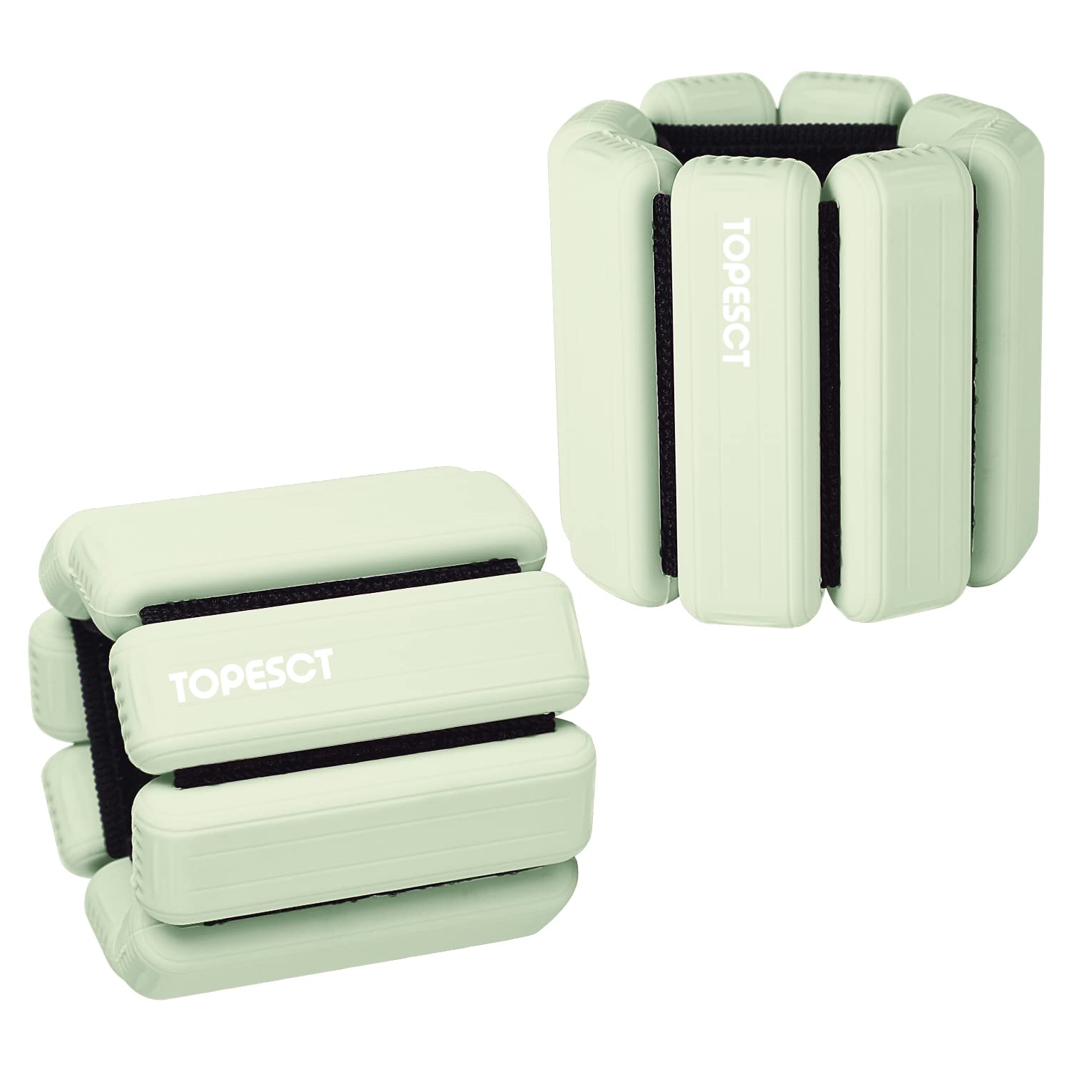 TOPESCT Adjustable Wrist Weights - Set of 2 (0.5kg each) | Portable Wrist and Ankle Weights Bracelet for Yoga, Dance, Barre, Pilates, Cardio, Aerobics, Walking (Olive Green) - WW001