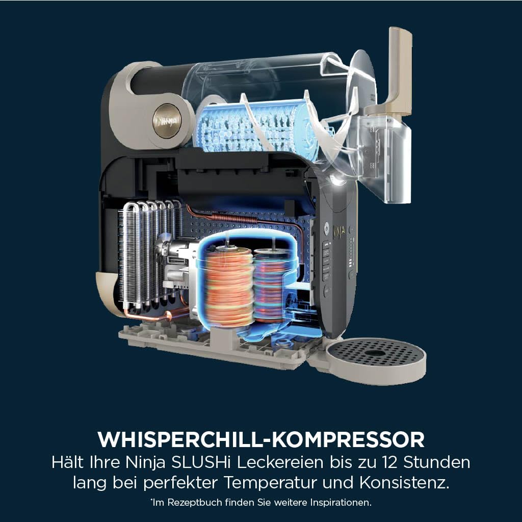 Ninja SLUSHi machine for slush, ice cocktails, frappé, milkshakes & frozen juice, without ice or preparation effort, WhisperChill technology, holds 1.9 L, Stone Gold, FS301EUSTGD