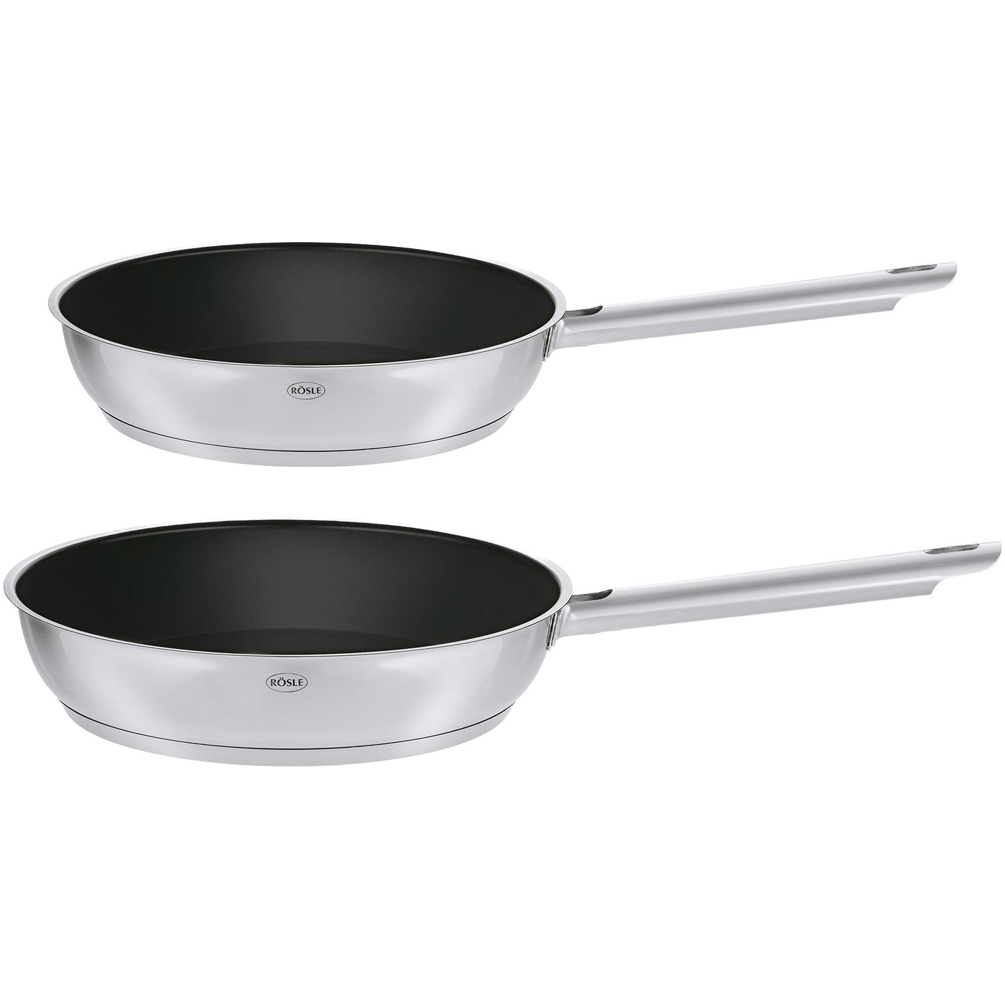 RÖSLE ELEGANCE 2-piece frying pan set, high-quality universal pans with robust ProCera non-stick coating, 20 cm and 28 cm, 18/10 stainless steel, suitable for induction - 13363