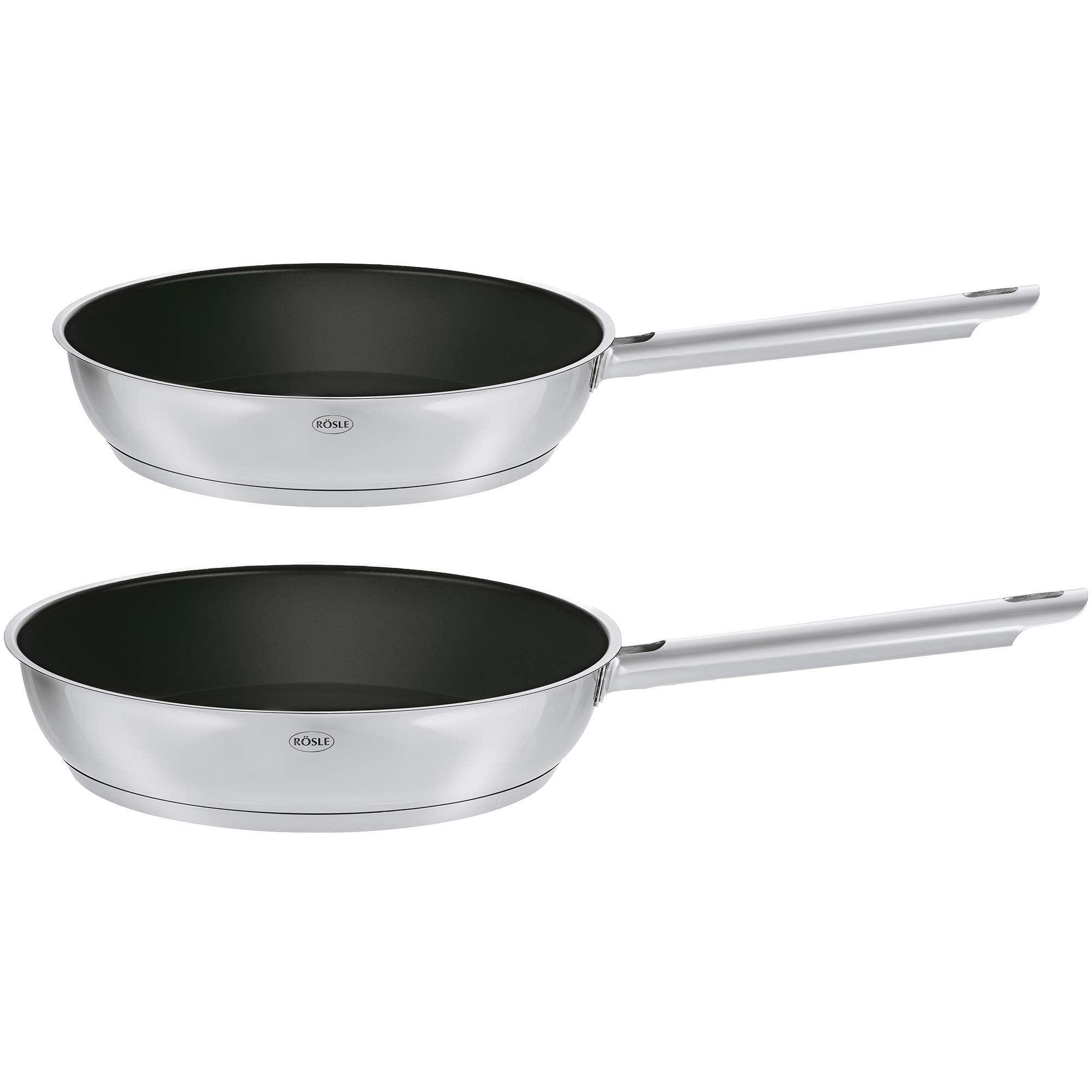 RÖSLE ELEGANCE 2-piece frying pan set, high-quality universal pans with robust ProCera non-stick coating, 20 cm and 28 cm, 18/10 stainless steel, suitable for induction - 13363