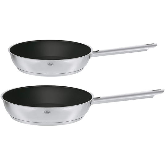 RÖSLE ELEGANCE 2-piece frying pan set, high-quality universal pans with robust ProCera non-stick coating, 20 cm and 28 cm, 18/10 stainless steel, suitable for induction - 13363