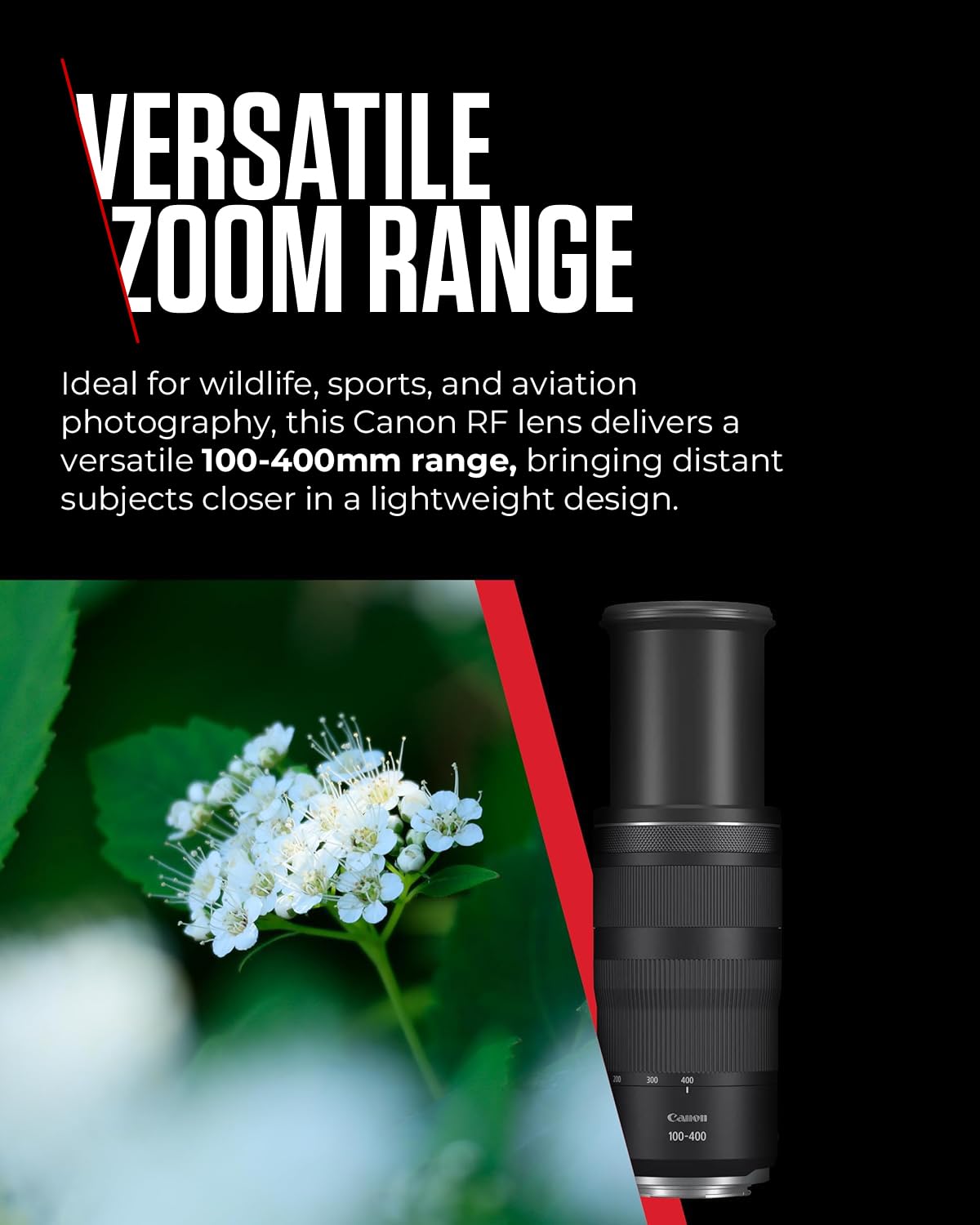 Canon RF Lens 100-400mm F5.6-8 IS USM – Tele-Zoom with 5.5-stop Image Stabilizer for Sports & Nature | Compatible with EOS R System - 5050C005