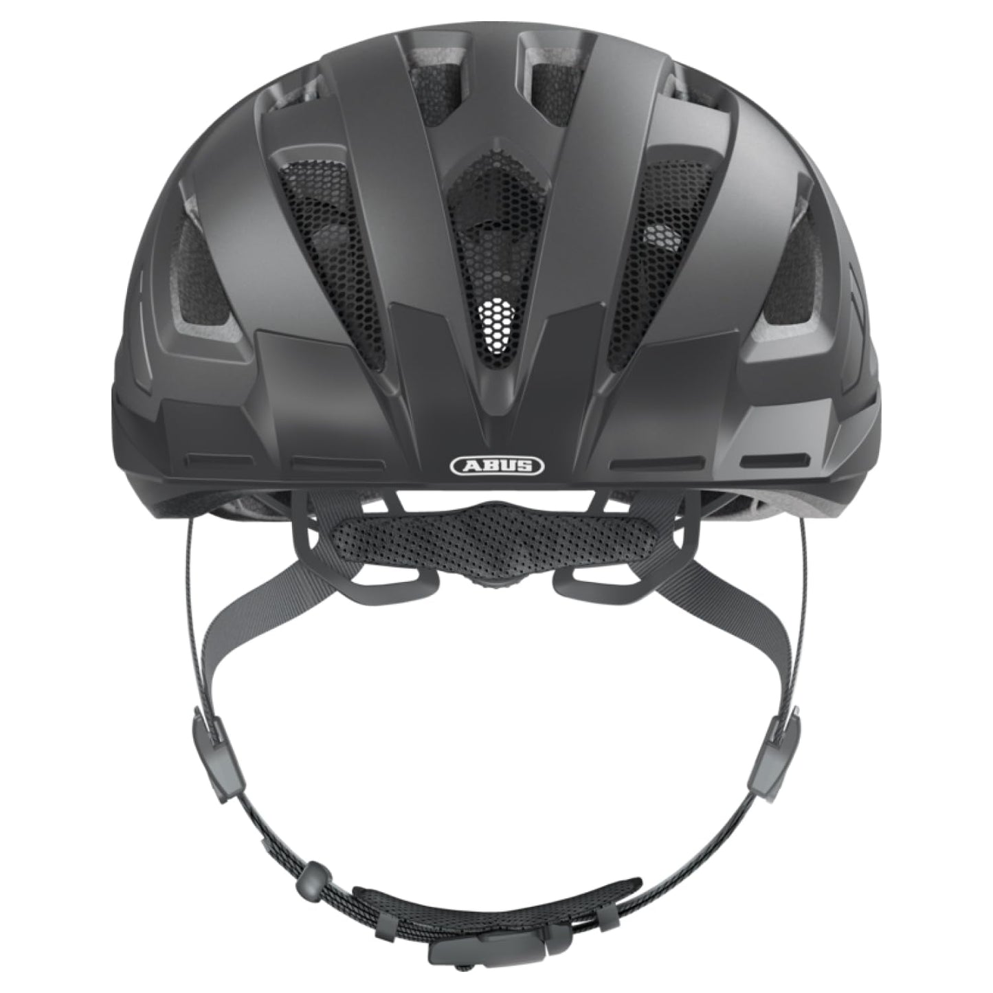 ABUS city helmet Urban-I 3.0 - bicycle helmet with rear light, peak and magnetic fastener - for men and women - titanium (greyish), size M - 86863