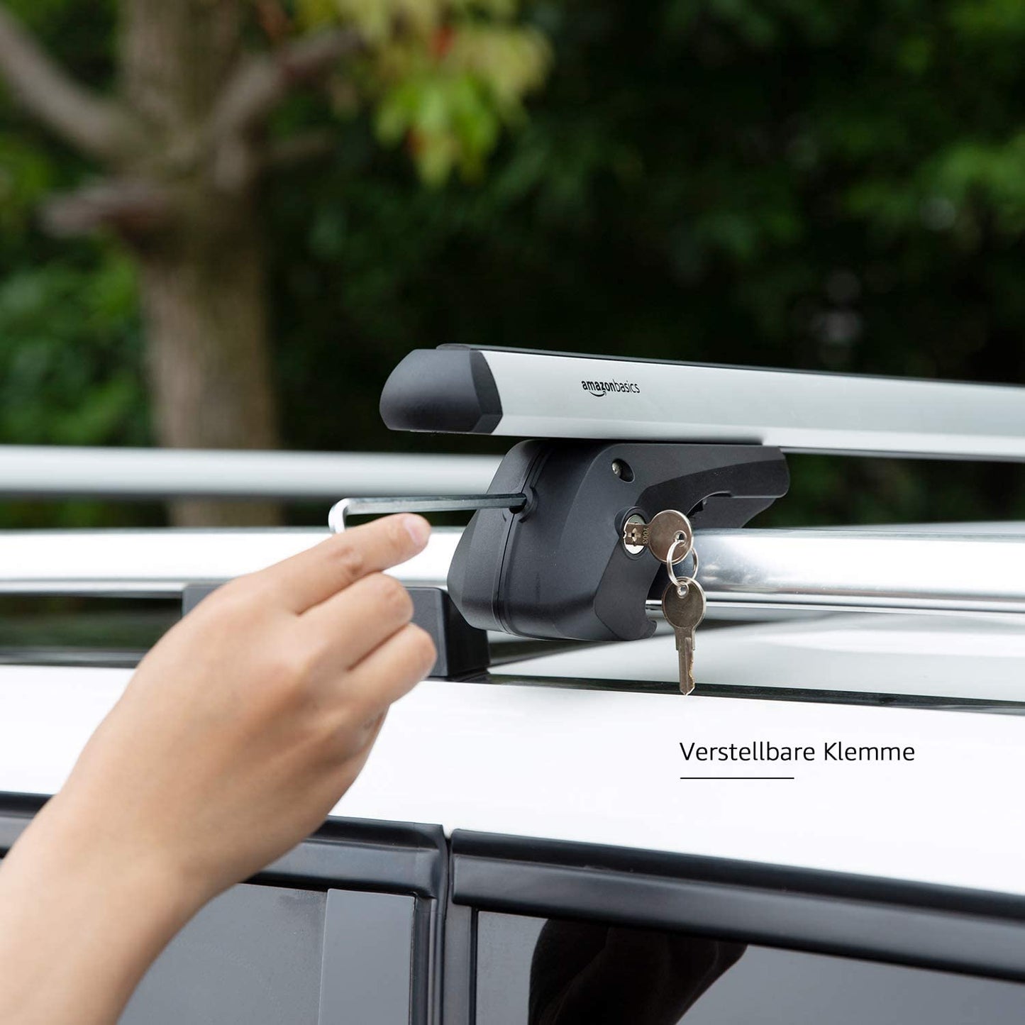 Amazon Basics 56" Roof Rack with Crossbar for Spans up to 50" Between Raised Side Rails with Gap, Pack of 2, Black/Silver - DS-RB-007