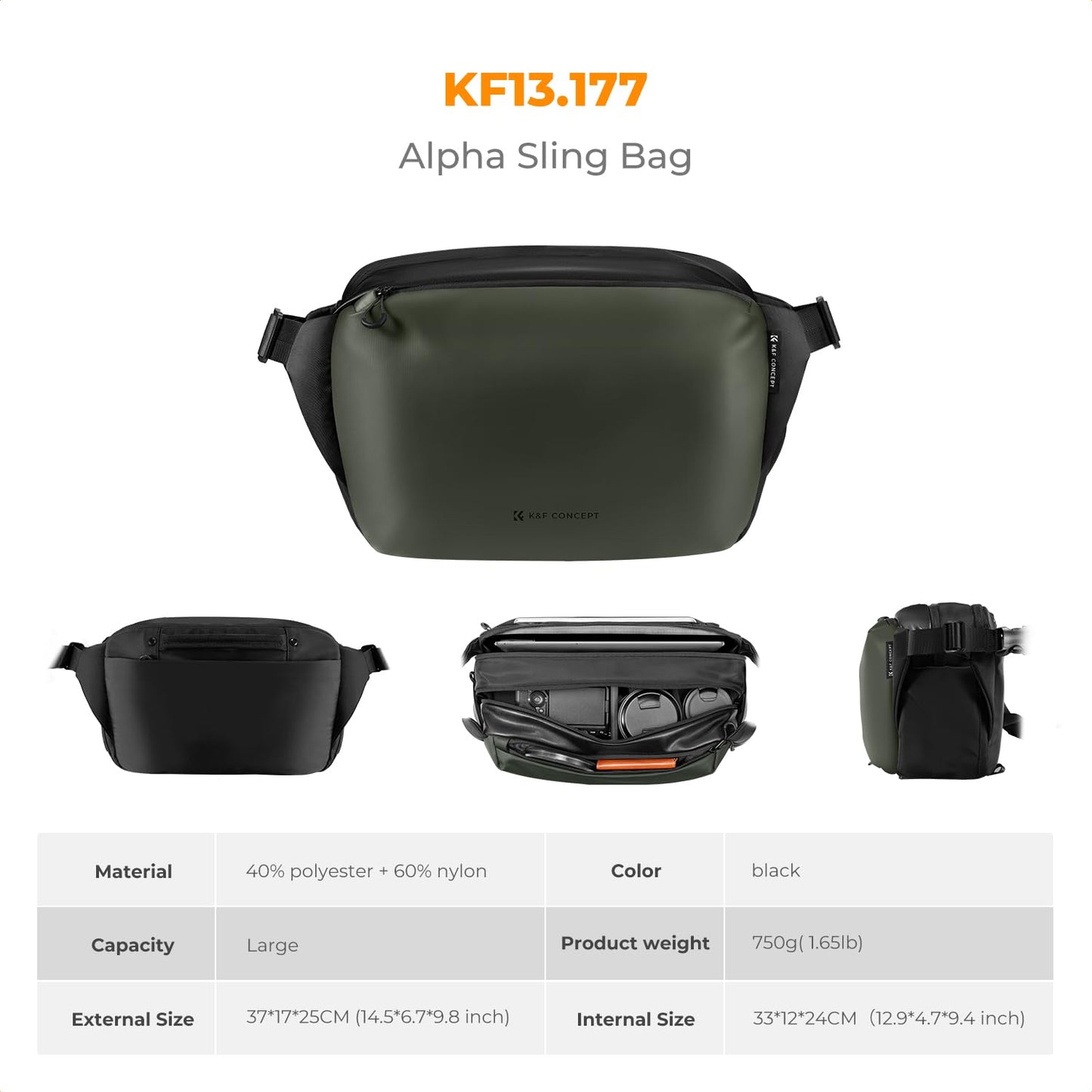 K&F CONCEPT Camera Backpack Shoulder Bag Square Bag Bags for Photographers Camera Rectangle Case Compatible with Canon/Nikon/Sony/DJI Mavic Drone Backpack (Large L) - KF13.177V2