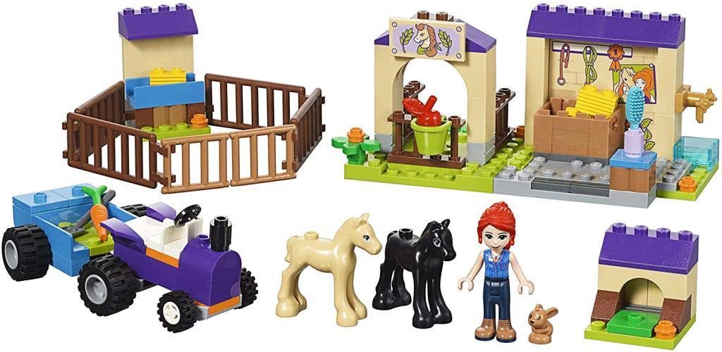 LEGO 41361 Friends Mia's Foal Stable, playset with Mia as a mini doll, 2 foal figures, rabbit figure and tractor with trailer, farm toys for children