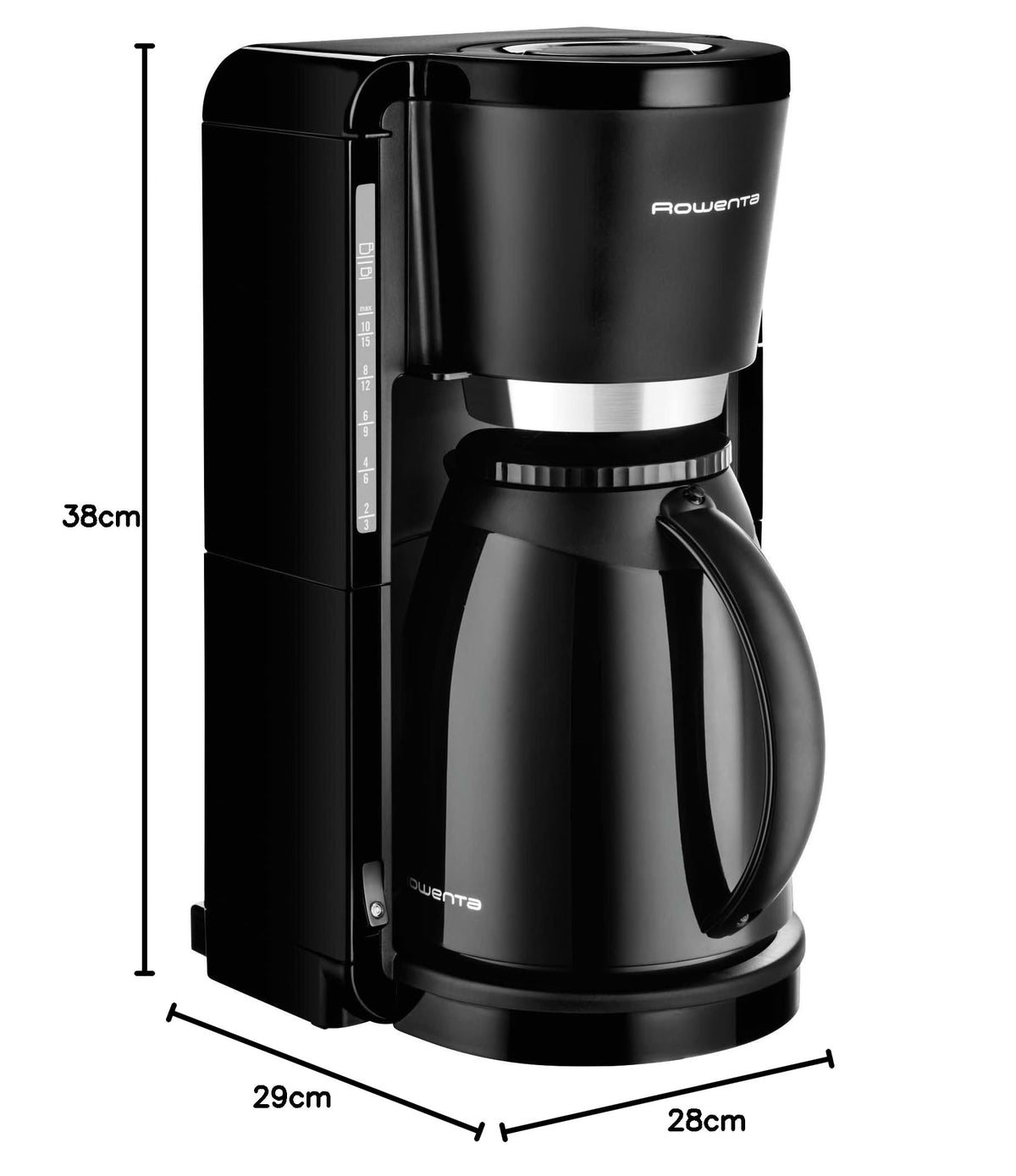 Rowenta Adagio Milano Filter Coffee Machine with Thermal Carafe, capacity 1 liter, 8-12 cups, automatic shut-off, removable filter holder, water level indicator, black, CT3808