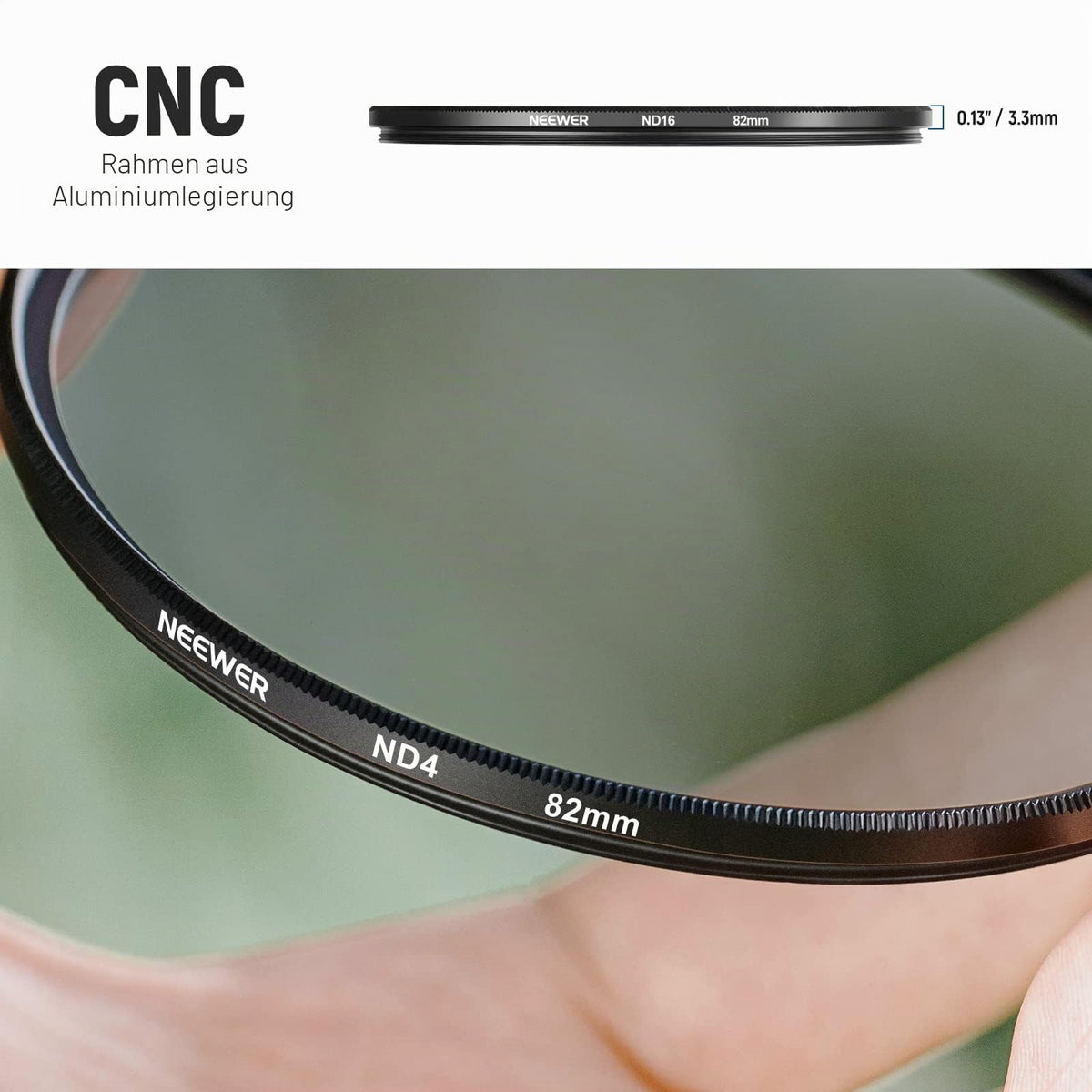NEEWER 82mm ND filter set ND2 ND4 ND8 ND16, lens cleaning pen, filter bag, gray filter and accessories set, compatible with Canon Nikon Sony Panasonic DSLR cameras with 82mm lens - NW - 10101724