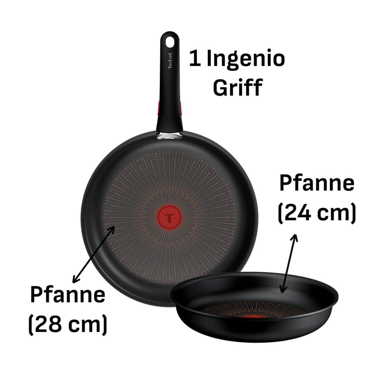 Tefal Ingenio Explore On 3-piece Frying Pan Set, Black, L2679102