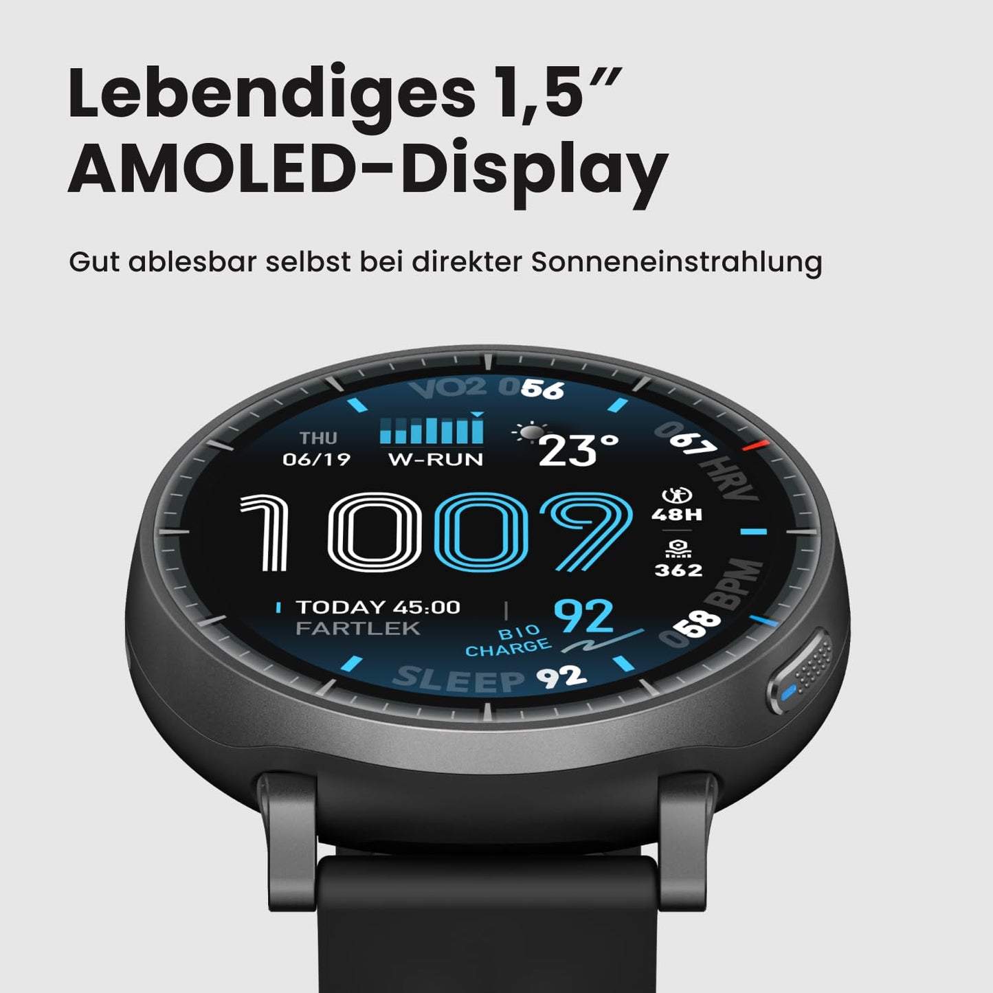 Amazfit Active Max 48mm Smartwatch 1.5" AMOLED display, 25 days battery, offline maps, NFC, GPS, 4GB memory, 170+ sports modes, 5 ATM water protection, heart rate & sleep tracking for Android & iPhone