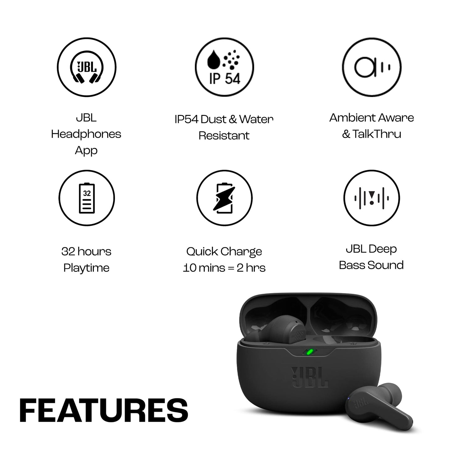 JBL Wave Beam – wireless in-ear earphones (model 2022) - JBLWBEAMBLK
