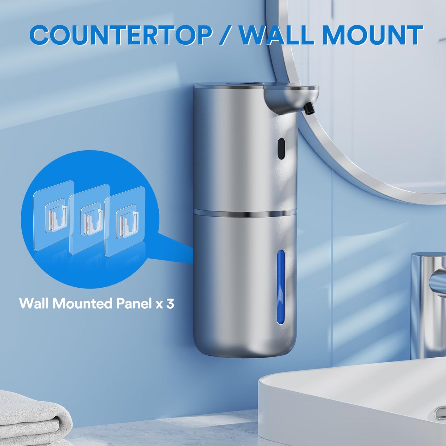 Fachixy Soap Dispenser Automatic with Digital Display, 380ml Electric Soap Dispenser with Sensor, Wall Mounted, Touchless, USB Rechargeable IPX5 Waterproof for Bathroom, Kitchen - P18