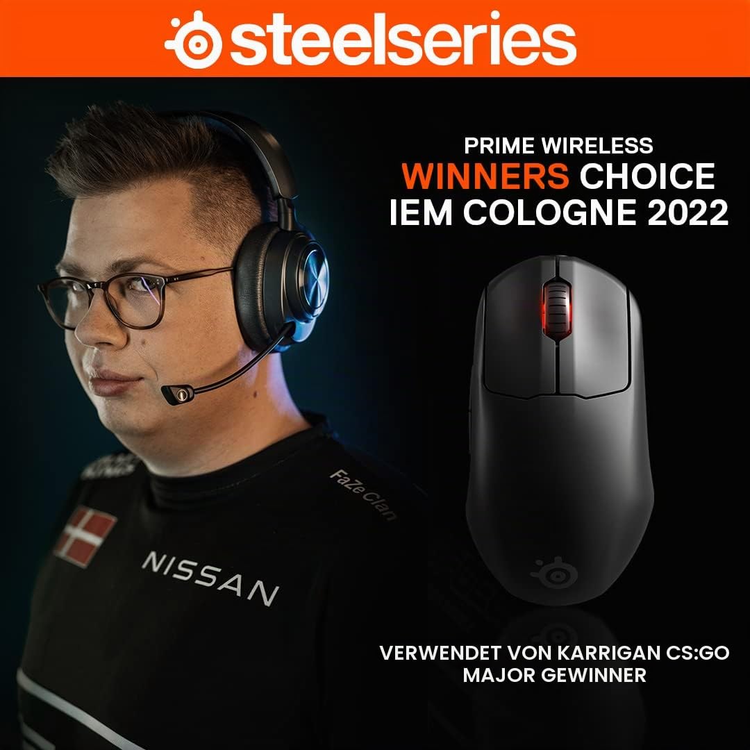 SteelSeries Prime Wireless - Performanță Esports Mouse de Gaming Fără Fir - 100 de Ore Autonomie a Bateriei - Senzor Optic TrueMove Air cu 18.000 CPI - Comutatoare Magnetico-Optice - 62593