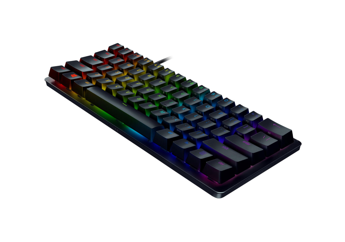 Razer Huntsman Mini (Purple Switch) - Compact 60% Gaming Keyboard (Clicky Optical-Mechanical Switches, Doubleshot PBT Keycaps, Detachable USB-C Cable) QWERTZ DE-Layout | Black - RZ03-03391700-R3G1