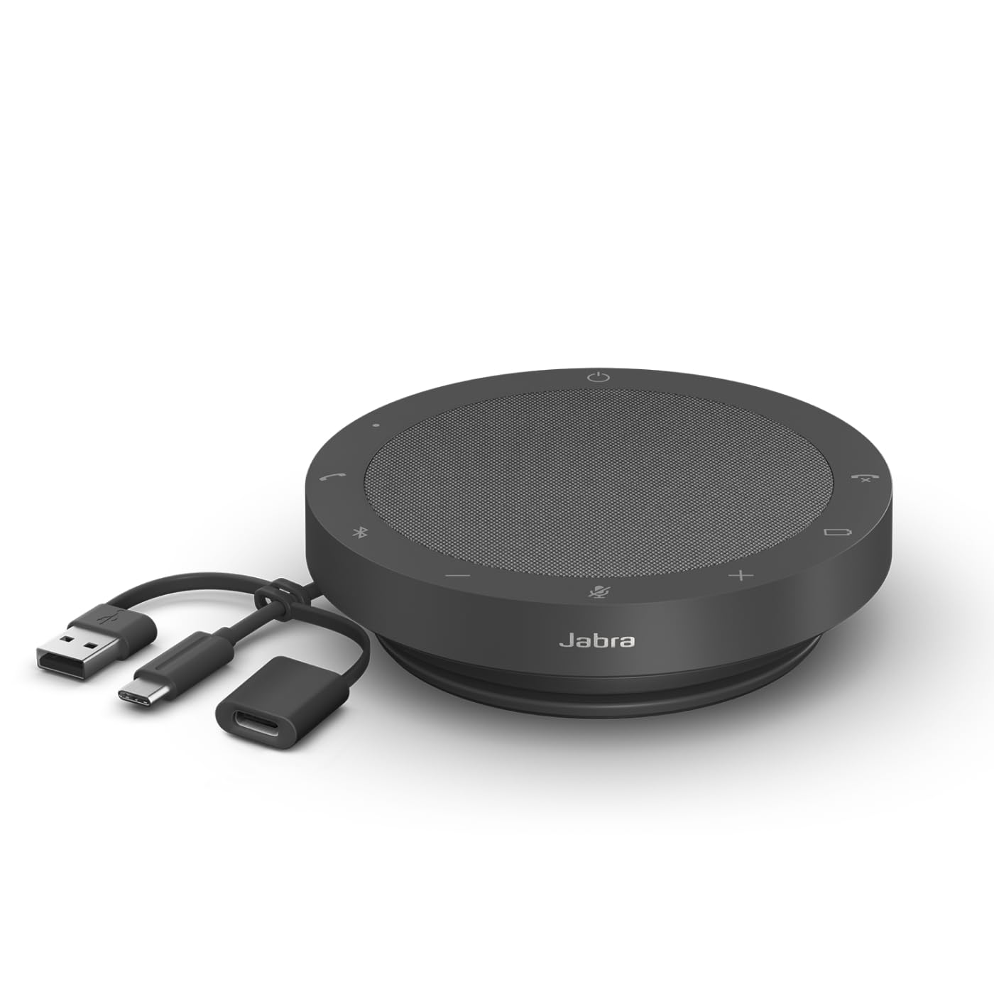 Jabra Speak2 55 Bluetooth Handsfree Solution, 4 Noise Canceling Microphones, 50mm Full Range Speaker, Wide Range Audio, Compact, Portable - Zoom and Google Meet Certified, Dark Gray - 2755-209