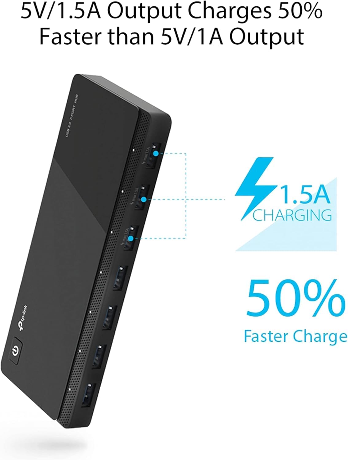 TP-Link UH700 USB 3.0 hub with power supply, 7-port USB distributor & splitter, ideal USB adapter multiple times for Windows, Mac, Chrome & Linux OS, with power supply & ON/OFF switch - TL-UH700