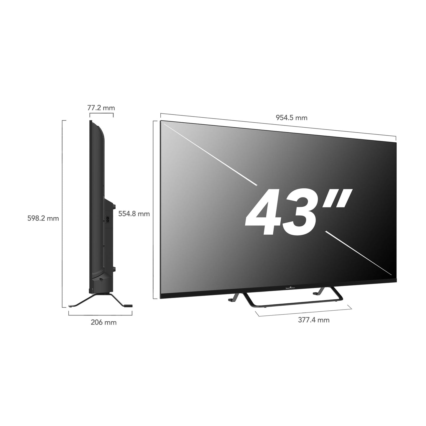 Smart Tech 43QV02V QLED TV 43 inch Smart TV VIDAA - HDR TV with 4K UHD resolution, Bluetooth and triple tuner (2026)
