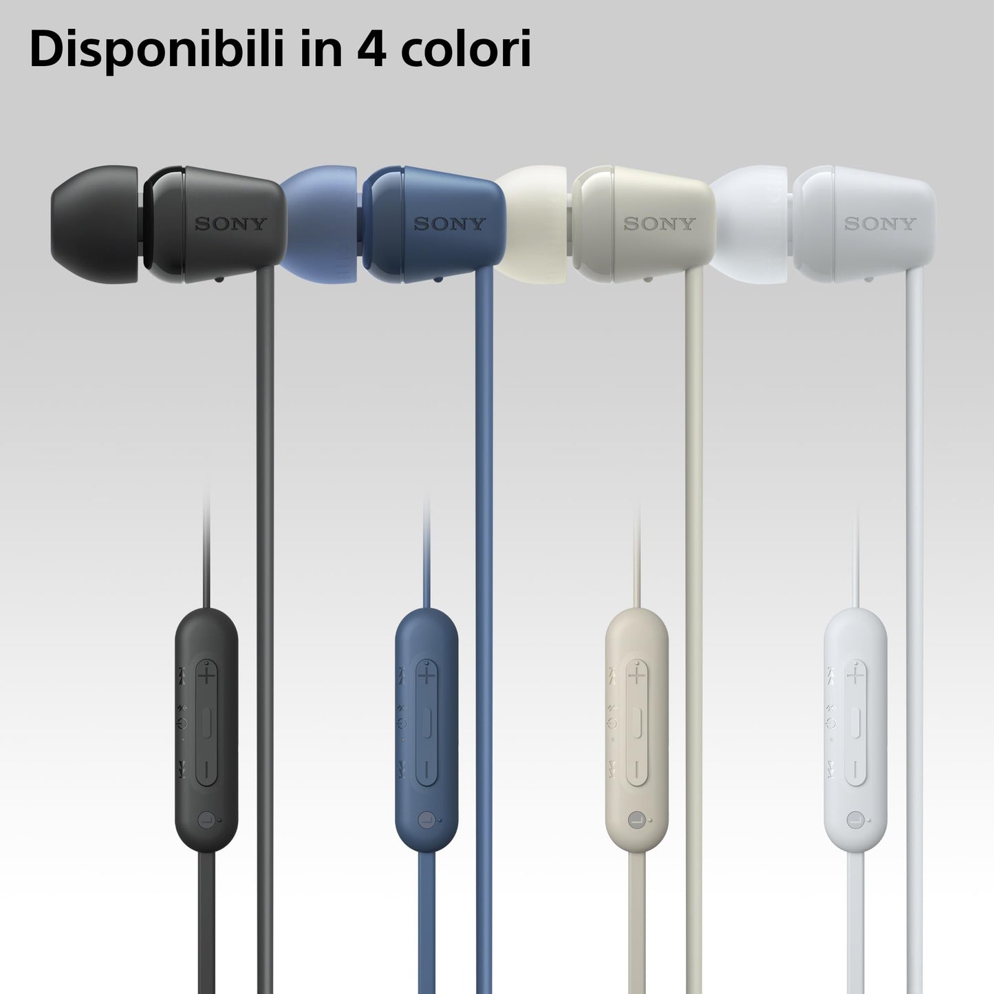 Sony wireless WI-C100 in-ear headphones (up to 25 hours of battery life, optimized for voice assistants, integrated microphone for phone calls, Bluetooth), white, small - WIC100WCE7