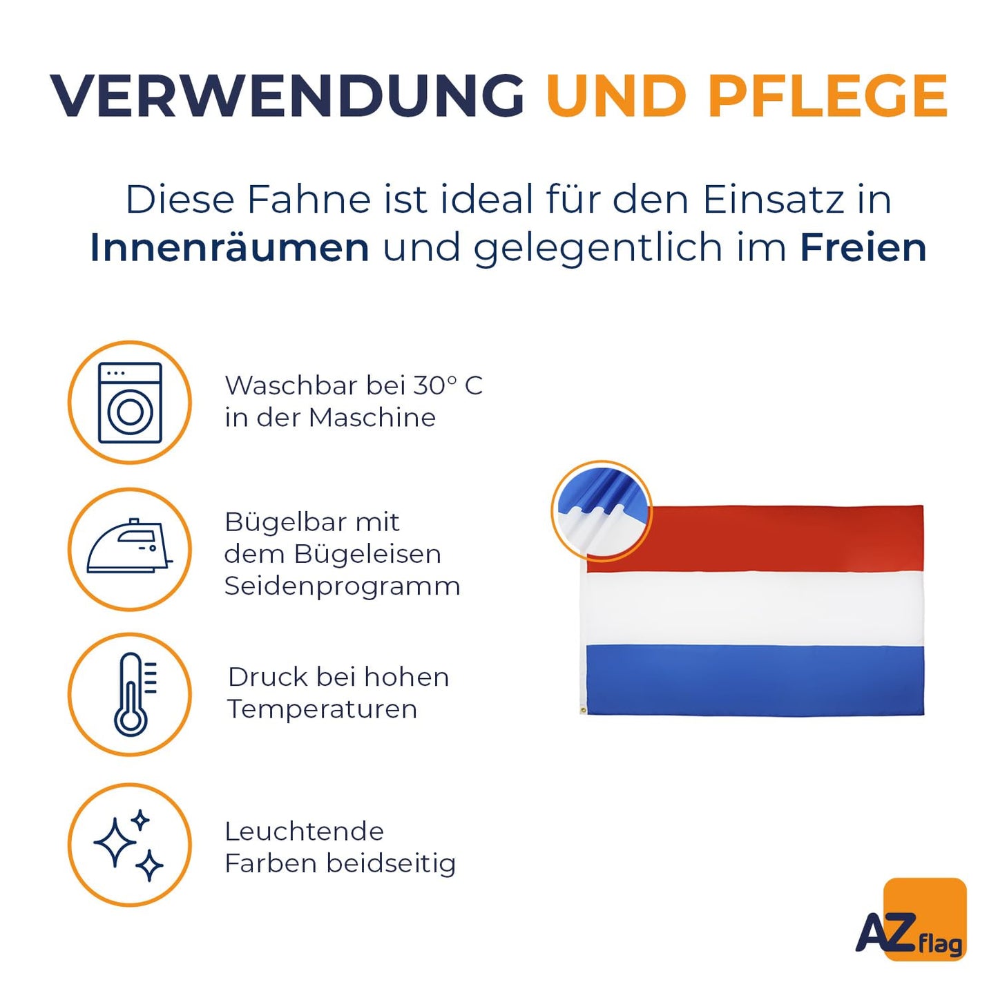 AZ FLAG - Netherlands Flag - 250x150 cm - Large Dutch Flag 100% Polyester with Brass Eyelets - 300g - K_160