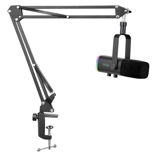 FIFINE XLR Streaming Microphone with Arm for Podcast Studio, USB Dynamic Microphone Gaming PC with Mute Button, for PS4/5 Mac Mixer Sound Cards - MI14
