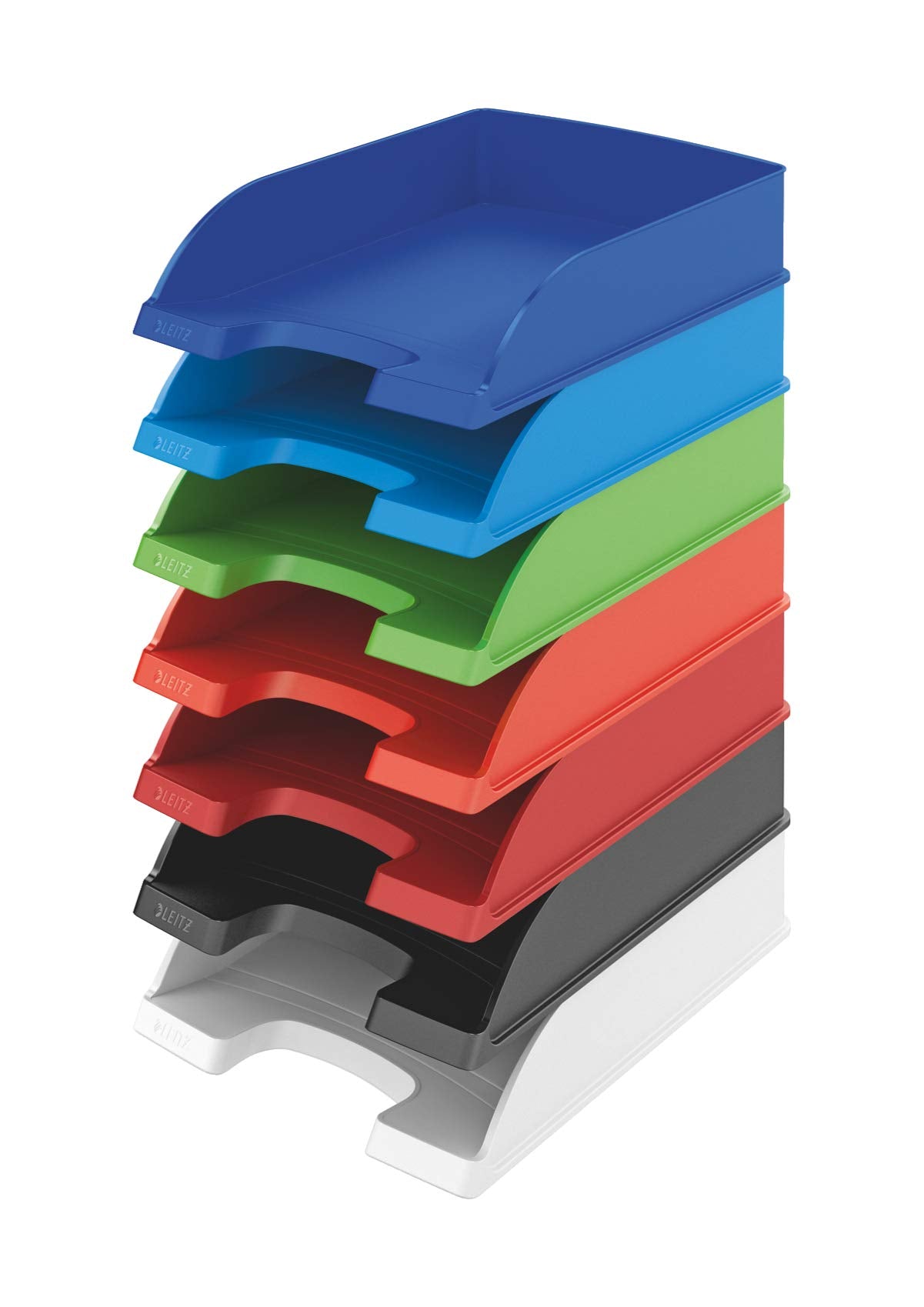 Leitz letter basket standard A4, pack of 5, letter tray in premium quality, stackable storage compartments as desk organiser, can be combined with Plus series, blue, 52270035