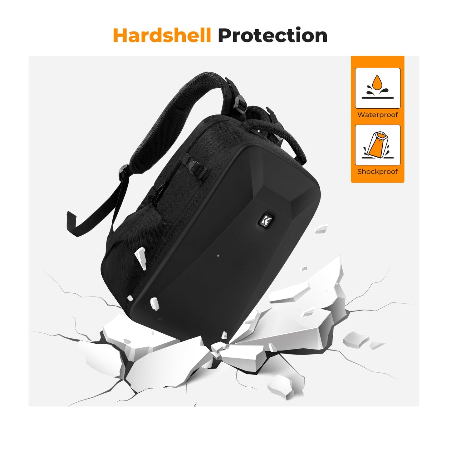 K&F CONCEPT camera backpack photo backpack with hard shell camera bag with 15.6 inch laptop compartment and rain cover, backpack for drones - KF13.134