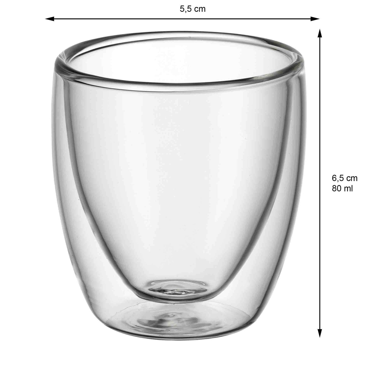 WMF Kult double-walled espresso cups glass set of 6, double-walled glasses 80ml, floating effect, thermal glasses, heat-resistant espresso glass - 901402000