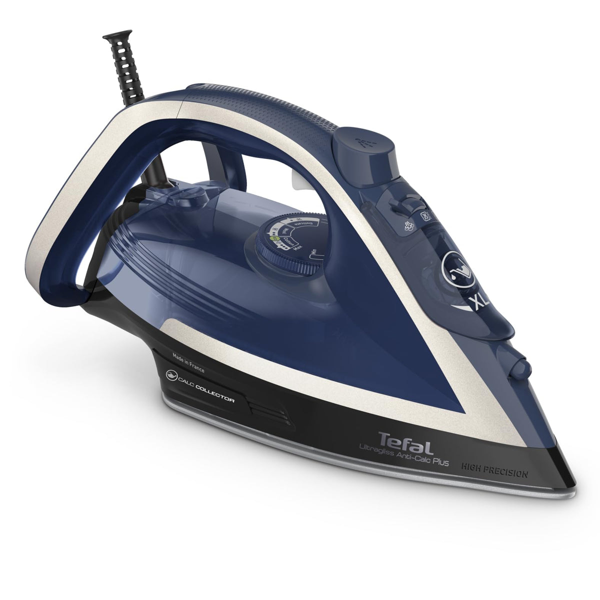 Tefal Ultragliss Plus Anti-Calc Steam Iron, 2800 Watts, removable calc collector, 50 g/min steam output, 260 g/min steam boost, automatic shut-off, Made in France, blue/white, FV6846 - FV6846E1