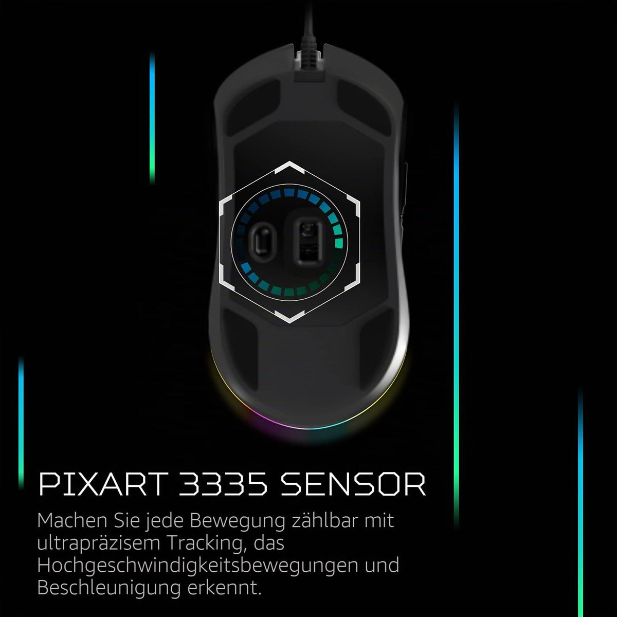Acer Predator Cestus 330 Mouse de gaming cu senzor PixArt 335, setări DPI ajustabile, 16,8 milioane de combinații de iluminare RGB și NVIDIA Reflex. - PMW920