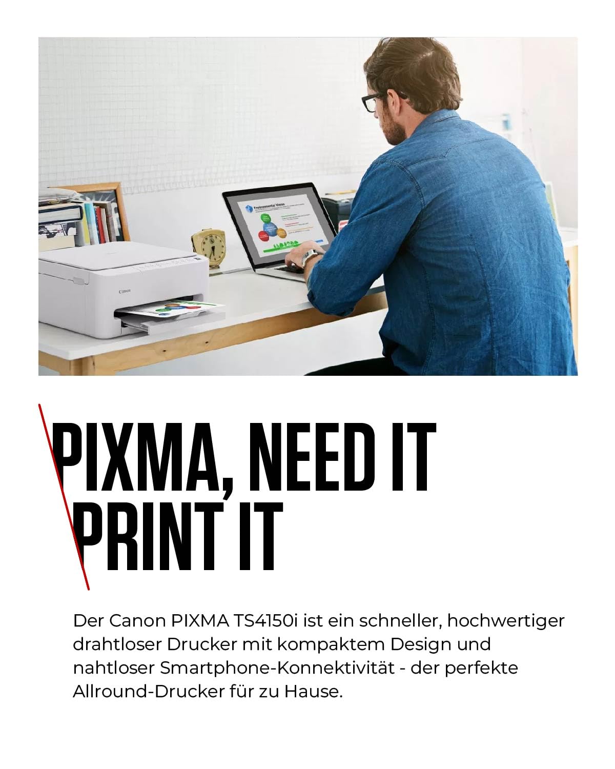 Canon PIXMA TS4150I Wi Fi Multifunction Printer with Paper Cassette 7181C006AA