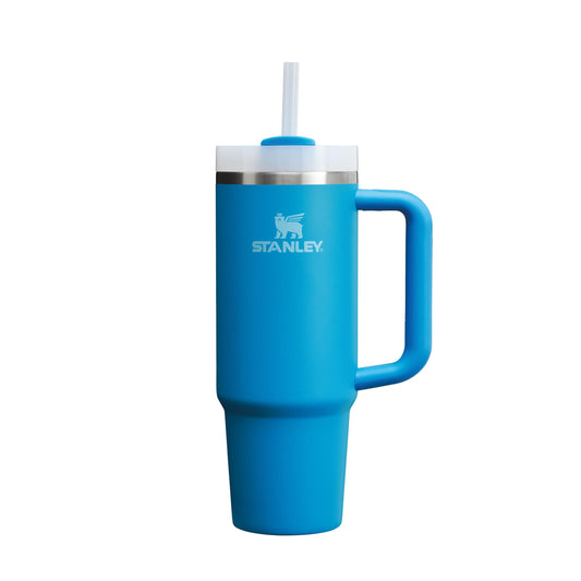 STANLEY 1913 Quencher H2.0 Flowstate Drinking Bottle with Straw 0.89L - Thermo Mug Cools for 9 Hours - 40 Hours Ice Cooled - Thermos Bottle BPA Free - Stainless Steel Drinking Cup - Azure - 100000143569