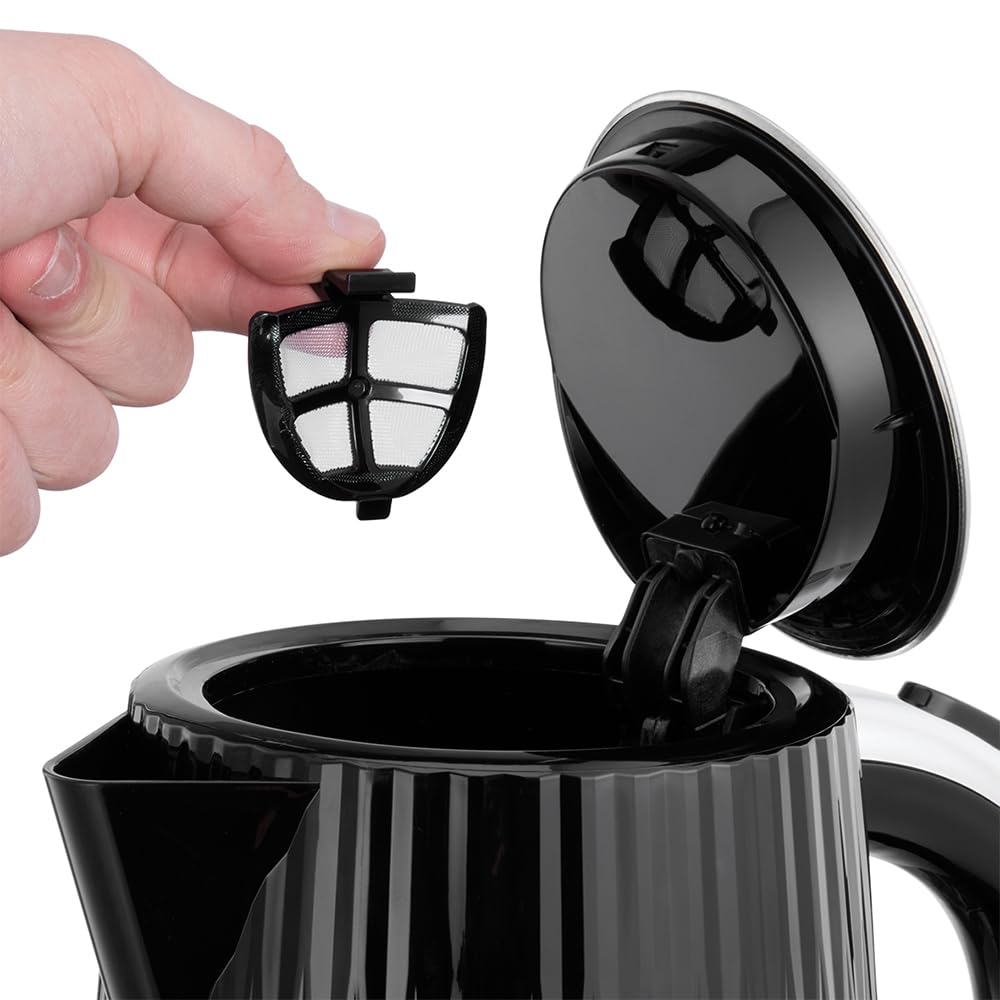 Russell Hobbs Eden Kettle Black, 1.7L, 2400 Watt, Stainless Steel Accents - 27361-70