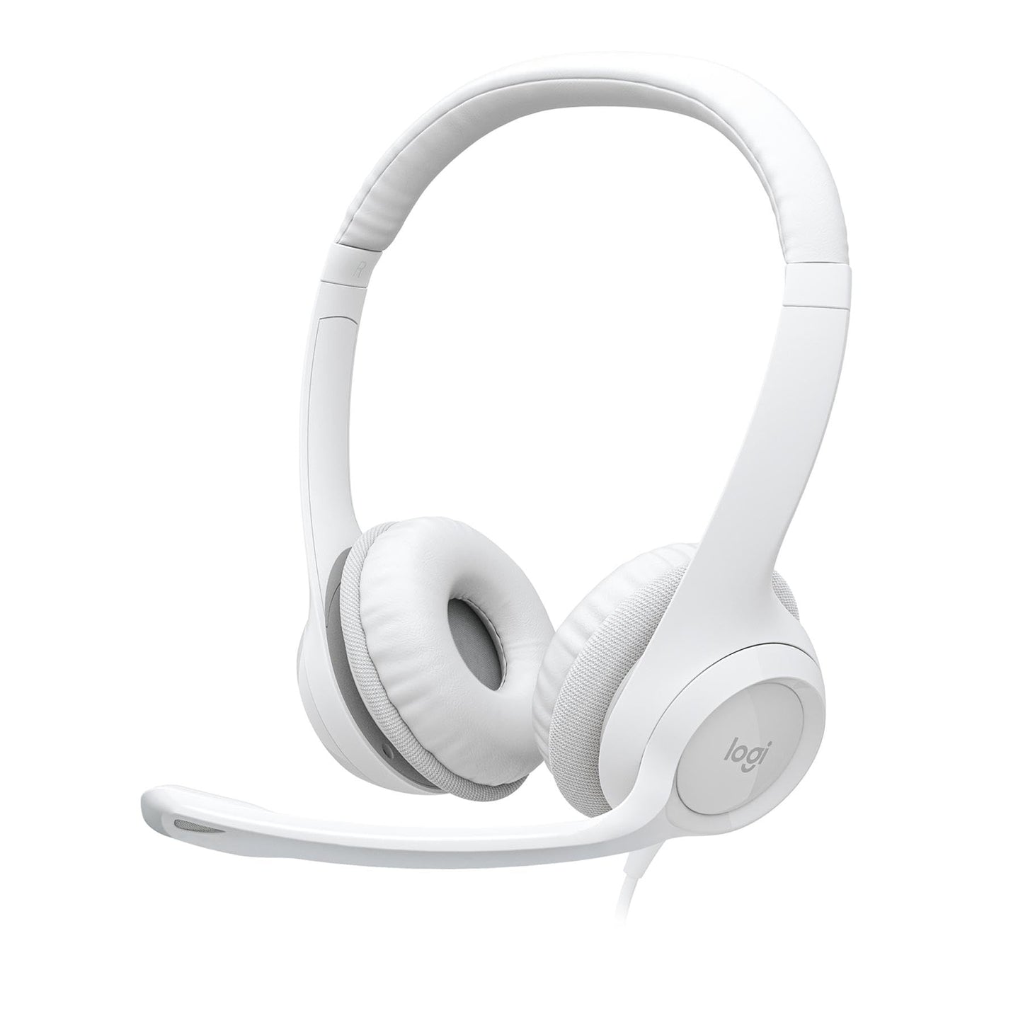 Logitech H390 Wired Headphones for PC/Laptop, Stereo Headphones with USB-A Noise Canceling Microphone, Inline Controls, Chromebook Compatible - White - 981-001286