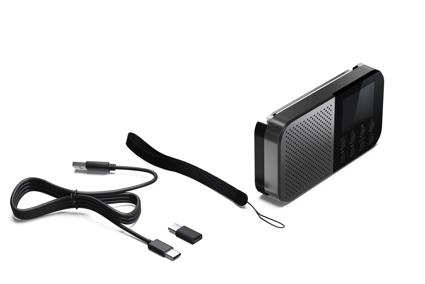 SHARP DR-P520(GY) Osaka Portable Digital Radio - DAB+, DAB, FM Radio with BestTune, 120 Memory Slots, Rechargeable Battery, USB-C Charging, Slideshow Function, Compact Handheld Design - Gray