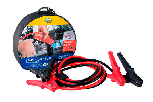 HELLA jumper cable - car jumper cable - 3.5 meters - starter cable for petrol and diesel engines - with carrying bag - 8KS 236 689-001