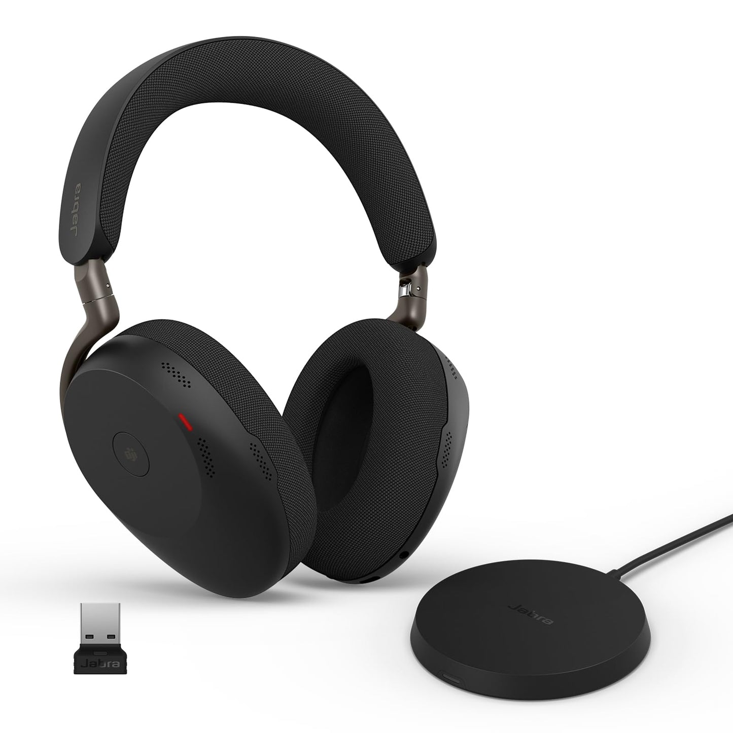Jabra Evolve3 85 Over-Ear Bluetooth Headset Wireless with Microphone & Charging Station for Office, USB-A, AI Voice Call, Adaptive ANC, 25h Battery, MS Teams Certified, Black - 38599-999-989