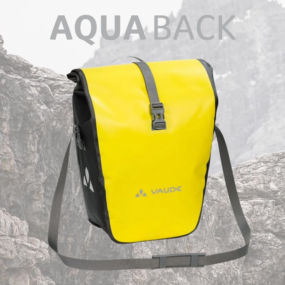 VAUDE bicycle bag for luggage rack Aqua Back Single 1 x 24 L in yellow, rear wheel bag waterproof, bicycle luggage rack bag at the back, easy attachment - Made in Germany - 12413