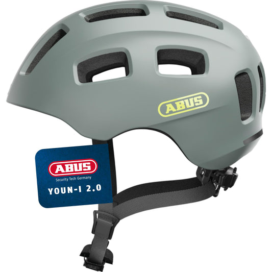ABUS Youn-I 2.0 bicycle helmet - with light for children, teenagers and young adults, girls, boys, gray (cool grey), S (48-54 cm) - 91890