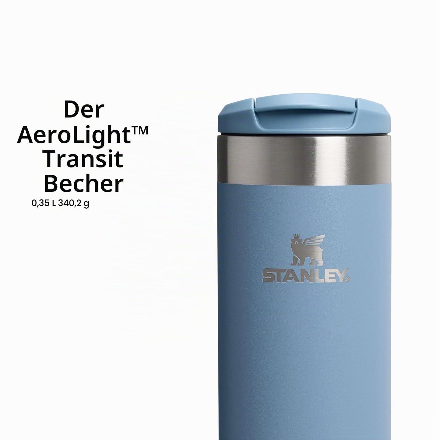 Stanley 1913 Aerolight Transit Thermo Mug 0.35L - Keeps Hot for 4 Hours - Dishwasher Safe - Coffee Mug To Go Leak-Proof - Compatible with Common Car Drink Holders - Indigo - 100000111694