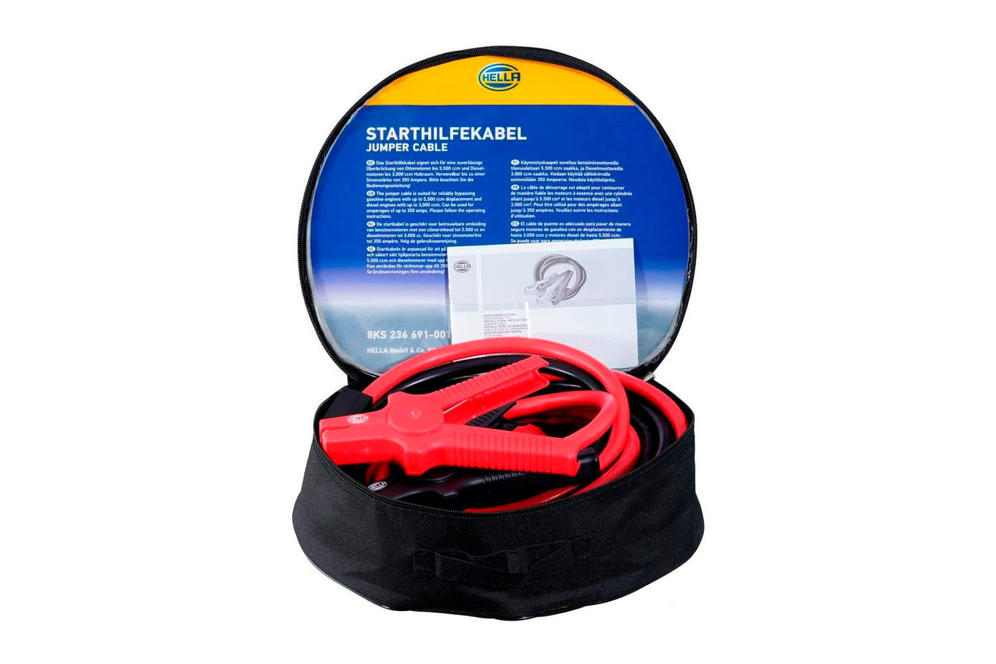 HELLA jumper cable - car jumper cable - 4.5 meters - starter cable for petrol and diesel engines - with carrying bag - 8KS 236 691-001