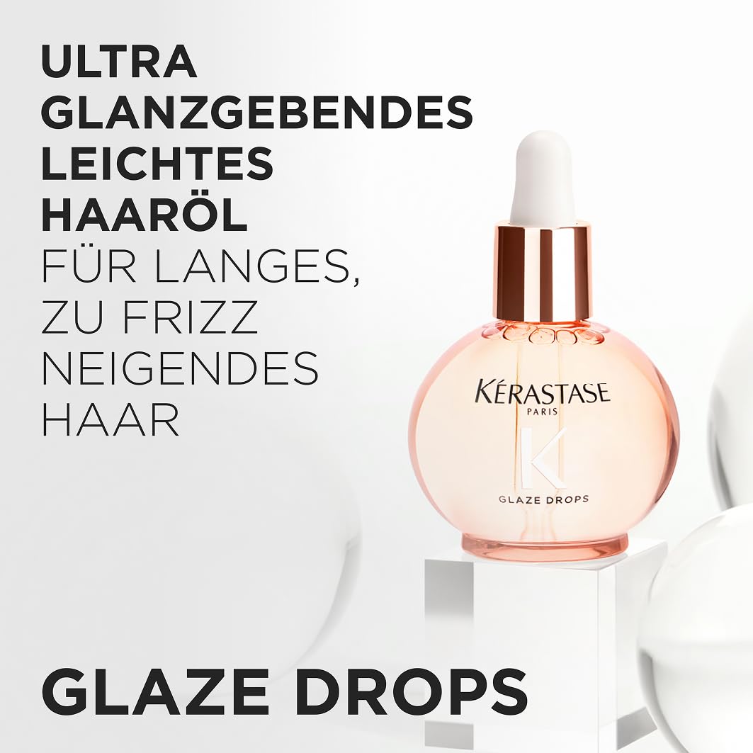 Kérastase Gloss Absolu Glaze Drops, Lightweight hair oil for long, frizz-prone hair, with wild rose oil, for ultimate shine & smoothness, 45ml - 3474637285012